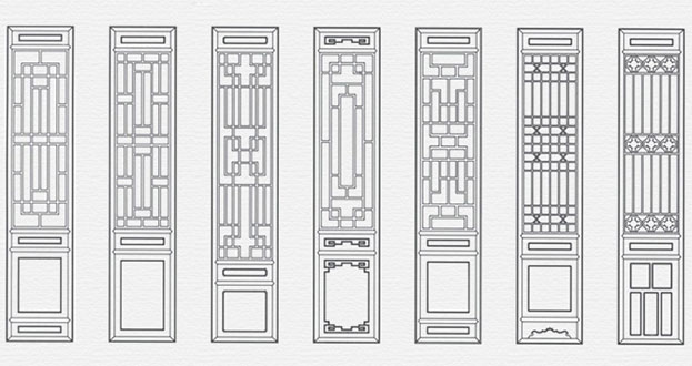 定南常用中式仿古花窗图案隔断设计图